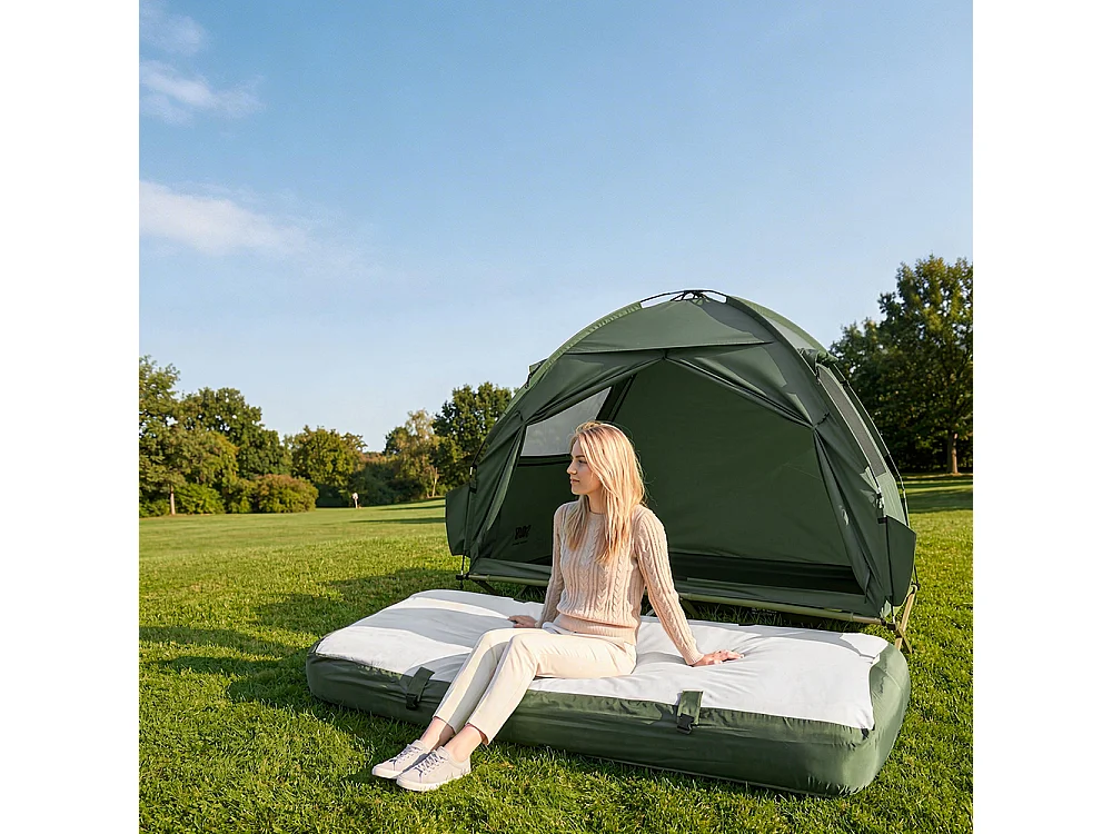SoBuy Lettino Gonfiabile con Cuscino Integrato Verde Scuro 191x76x22cm OGS32-II-GR-P01