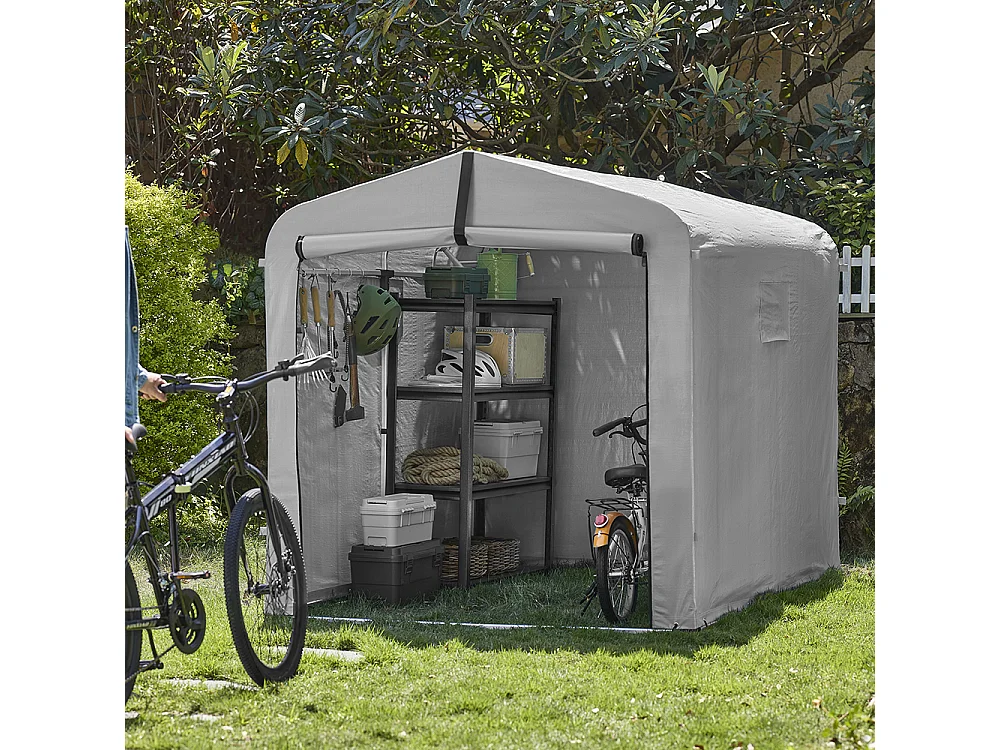 SoBuy Bike Shed with Door Grey 219x159x165cm KLS11-II-L