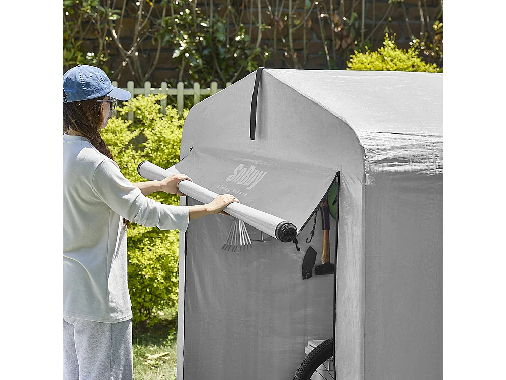 SoBuy Bike Shed with Door Grey 219x159x165cm KLS11-II-L