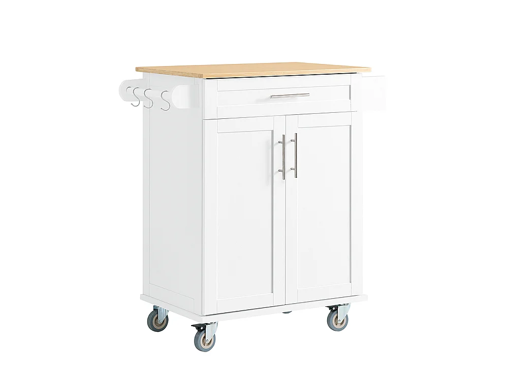 SoBuy Køkkenvogn Skuffe Hjul Hvid Brun 83x46x91cm FKW13-II-WN