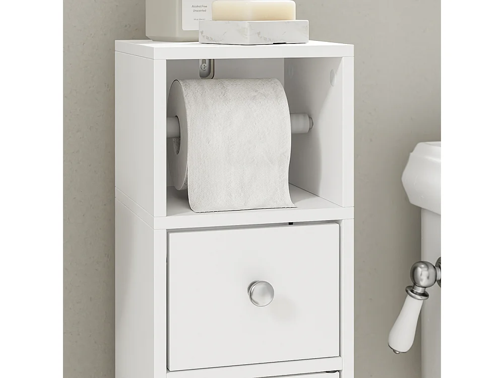 SoBuy Meuble Rangement WC Tiroir Porte Blanc 20x20x85cm BZR219-W