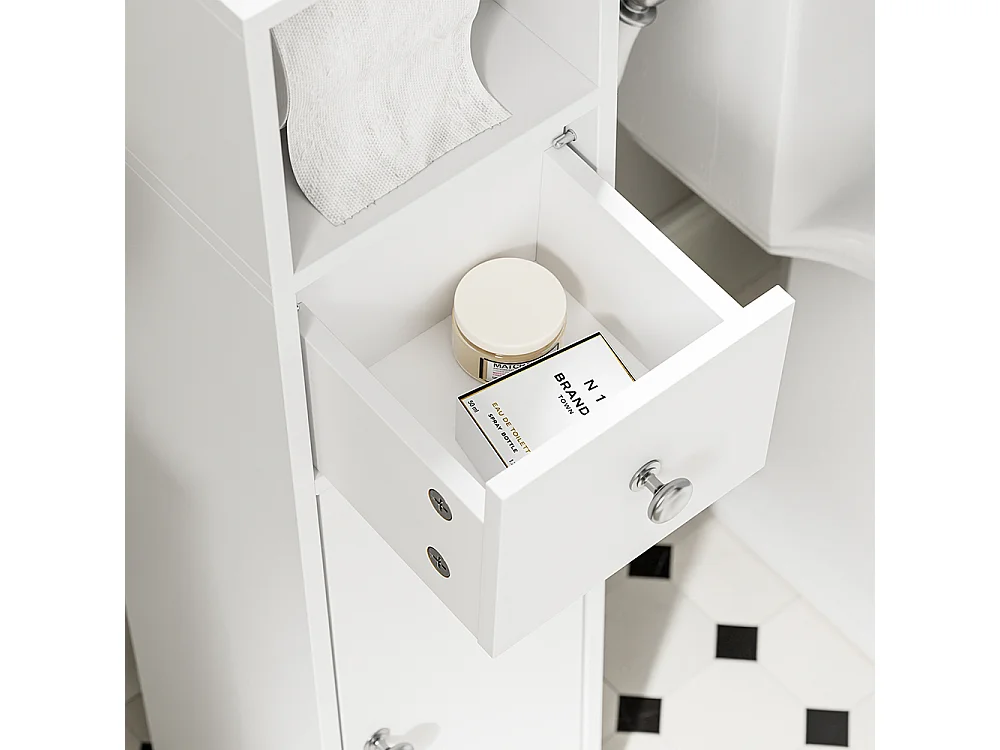 SoBuy Meuble Rangement WC Tiroir Porte Blanc 20x20x85cm BZR219-W