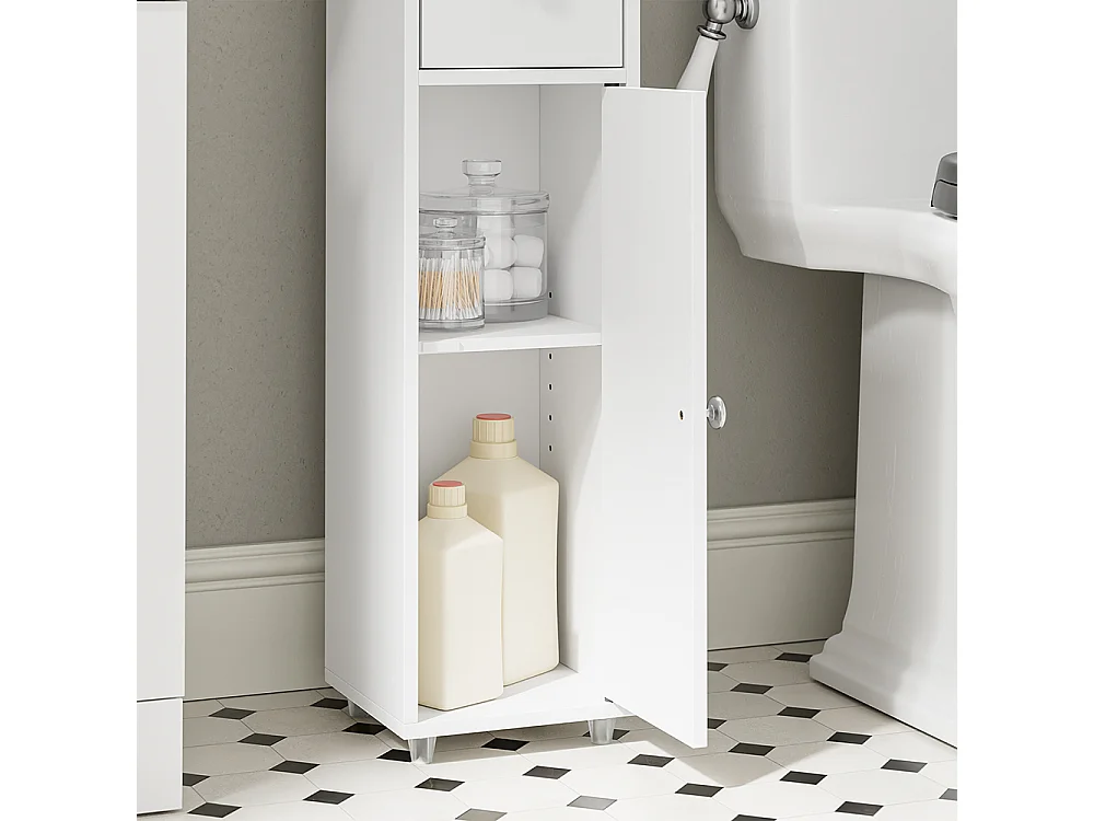 SoBuy Meuble Rangement WC Tiroir Porte Blanc 20x20x85cm BZR219-W