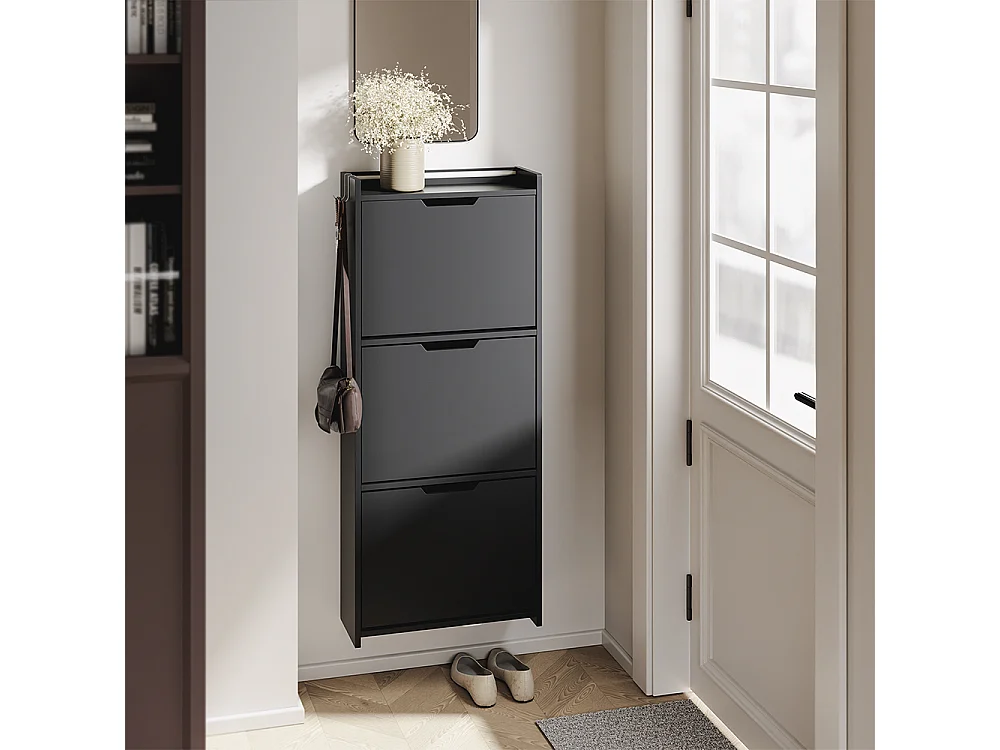 SoBuy Meuble Chaussures Rangement Porte Noir 50x19x131cm FSR151-H-E-SCH