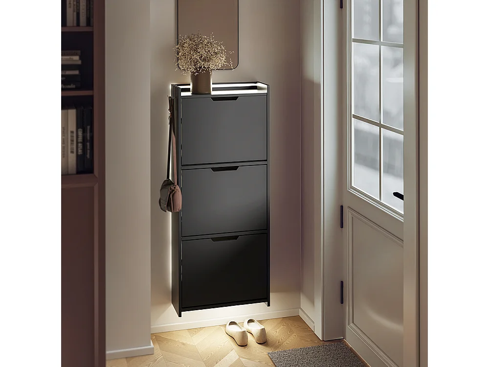 SoBuy Meuble Chaussures Rangement Porte Noir 50x19x131cm FSR151-H-E-SCH