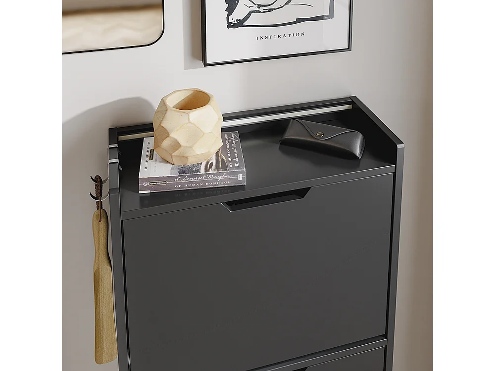 SoBuy Meuble Chaussures Rangement Porte Noir 50x19x131cm FSR151-H-E-SCH