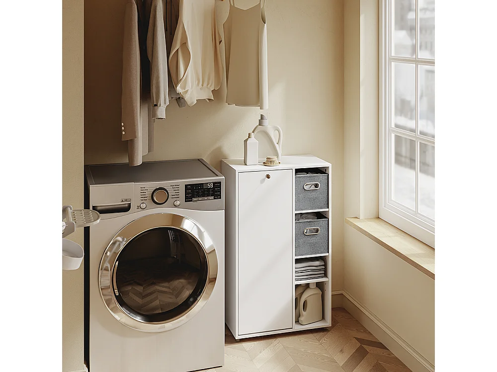 SoBuy Armoire Buanderie Porte + Étagère Blanc 50x30x85cm BZR218-W