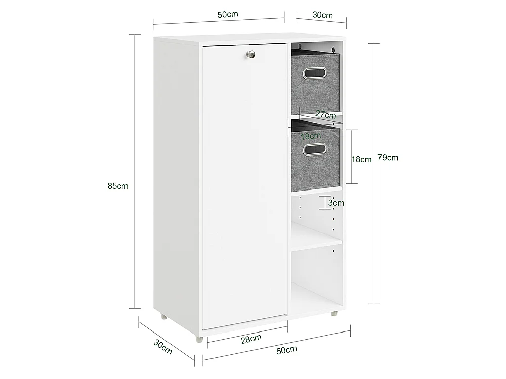 SoBuy Armoire Buanderie Porte + Étagère Blanc 50x30x85cm BZR218-W