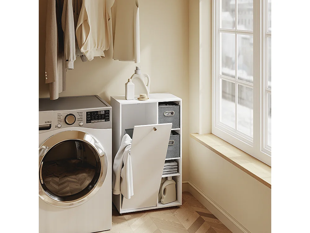 SoBuy Armoire Buanderie Porte + Étagère Blanc 50x30x85cm BZR218-W