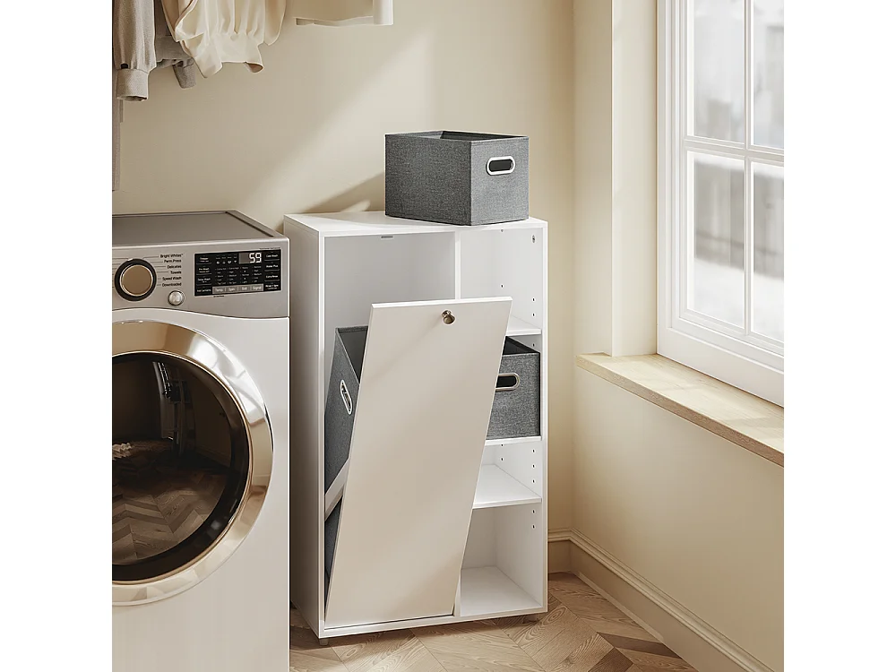 SoBuy Armoire Buanderie Porte + Étagère Blanc 50x30x85cm BZR218-W