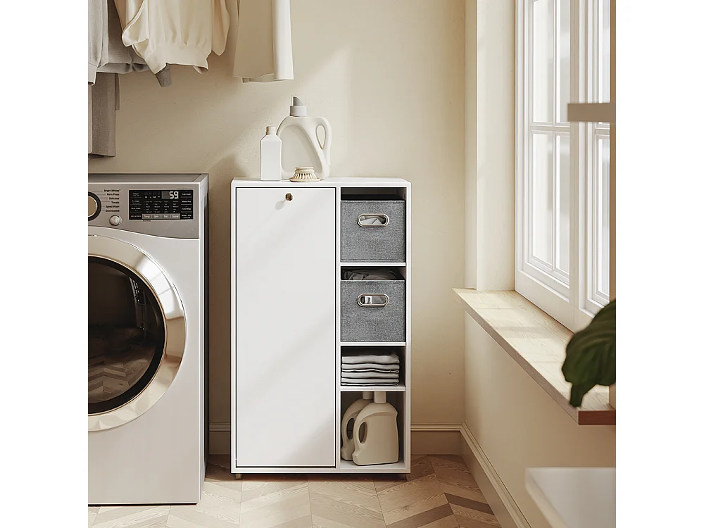 SoBuy Armoire Buanderie Porte + Étagère Blanc 50x30x85cm BZR218-W