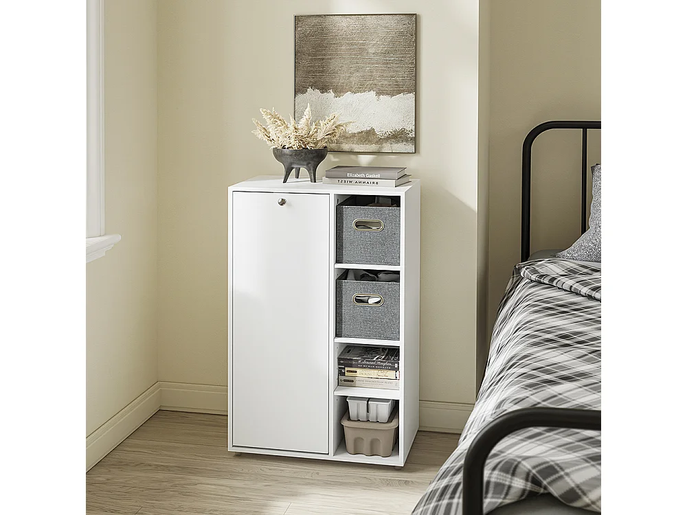 SoBuy Armoire Buanderie Porte + Étagère Blanc 50x30x85cm BZR218-W
