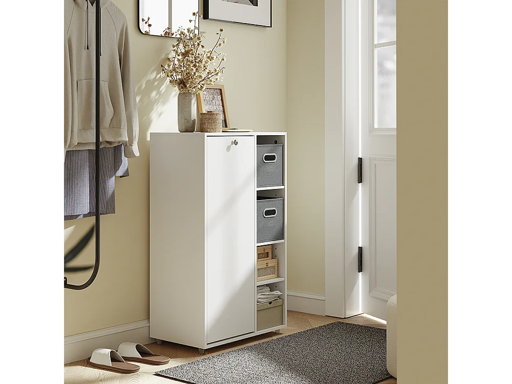 SoBuy Armoire Buanderie Porte + Étagère Blanc 50x30x85cm BZR218-W