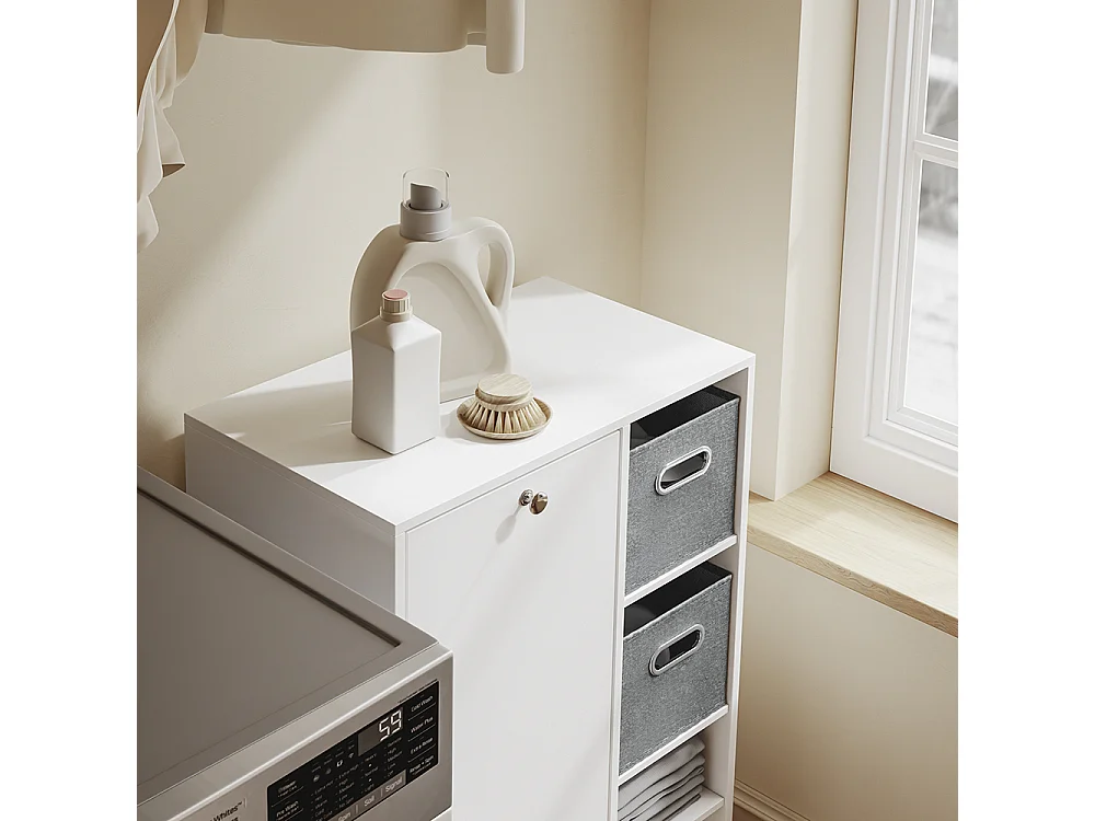 SoBuy Armoire Buanderie Porte + Étagère Blanc 50x30x85cm BZR218-W