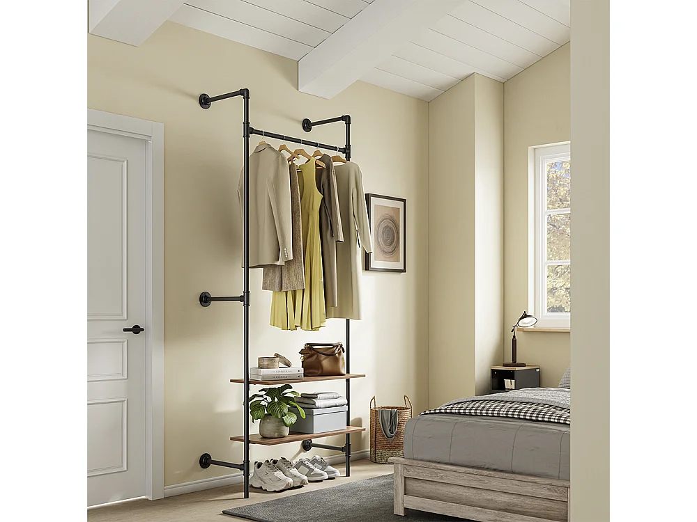 SoBuy Vægophæng Sort Træ 92x48x220cm KLS20-SCH