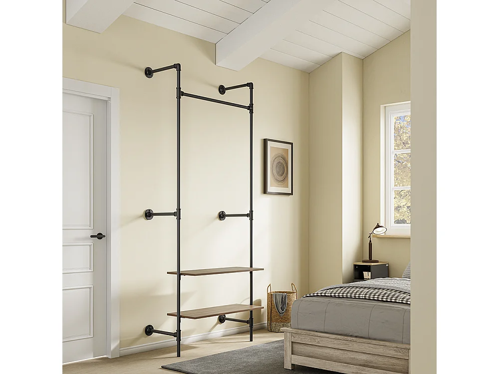 SoBuy Vægophæng Sort Træ 92x48x220cm KLS20-SCH