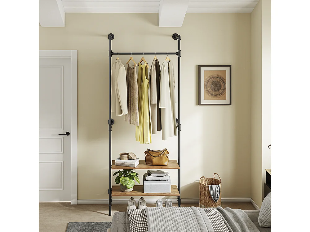 SoBuy Vægophæng Sort Træ 92x48x220cm KLS20-SCH