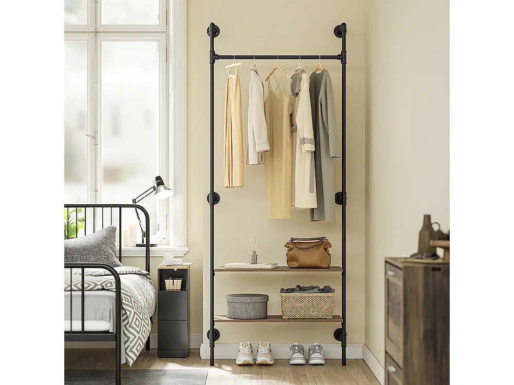 SoBuy Vægophæng Sort Træ 92x48x220cm KLS20-SCH