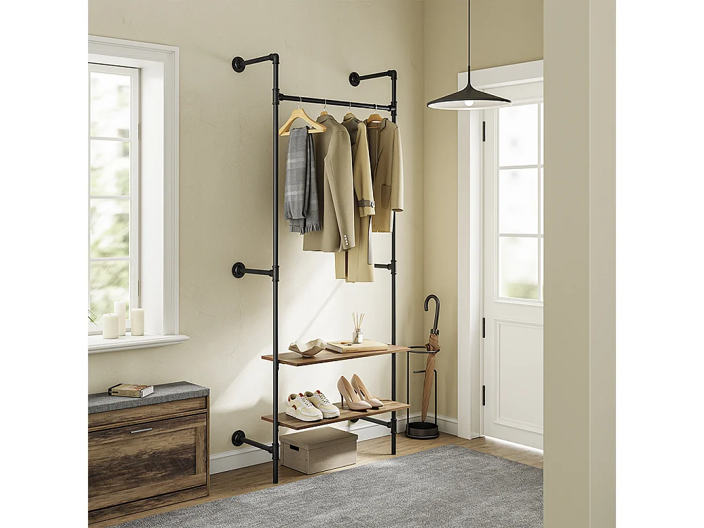 SoBuy Vægophæng Sort Træ 92x48x220cm KLS20-SCH