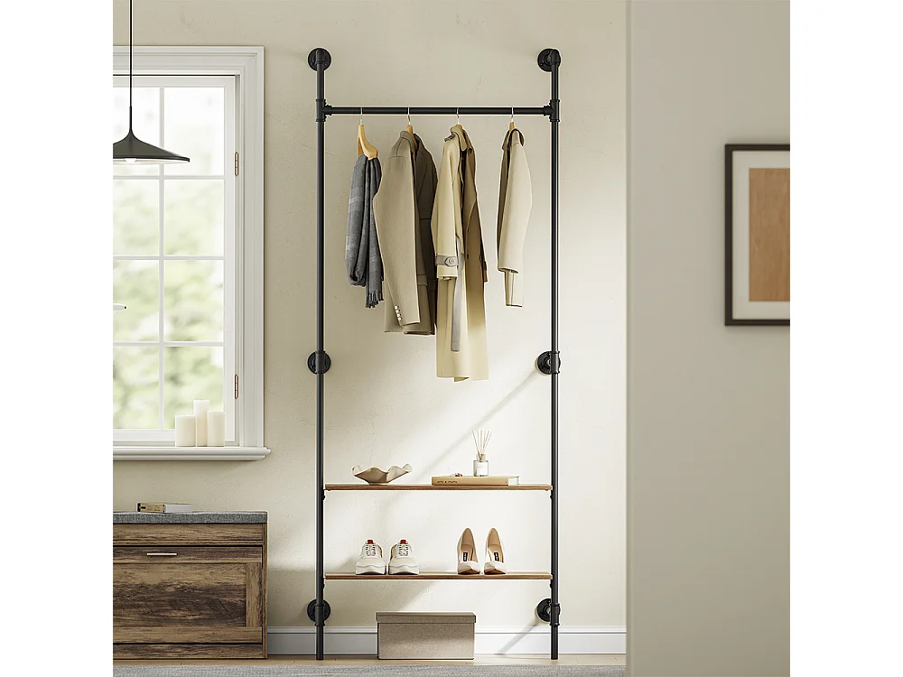 SoBuy Vægophæng Sort Træ 92x48x220cm KLS20-SCH