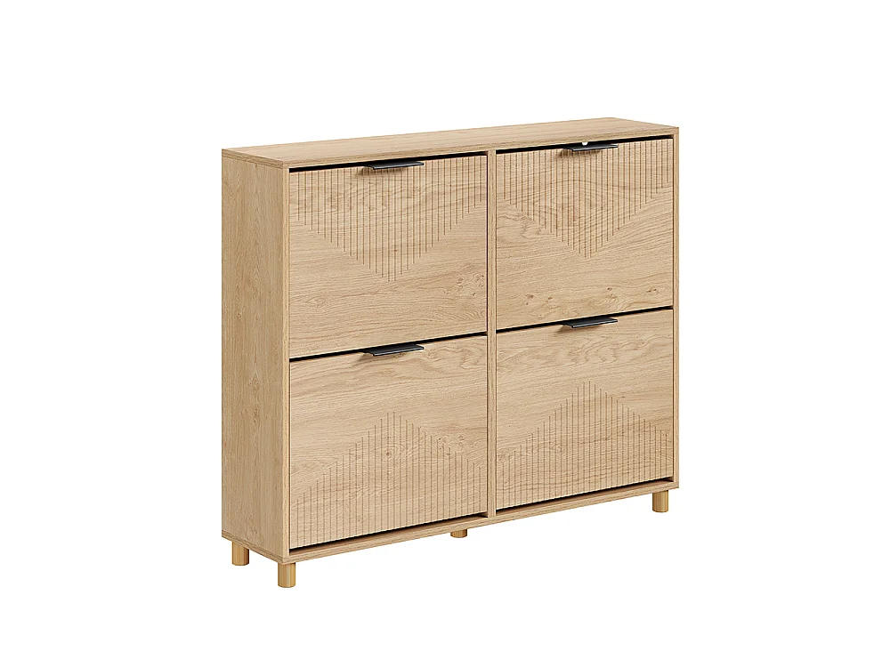 SoBuy Meuble Chaussures Rangement Portes Rabattables Chêne Clair 100x24x83cm FSR214-N