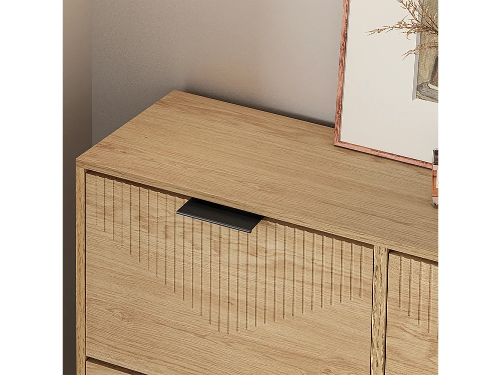 SoBuy Meuble Chaussures Rangement Portes Rabattables Chêne Clair 100x24x83cm FSR214-N