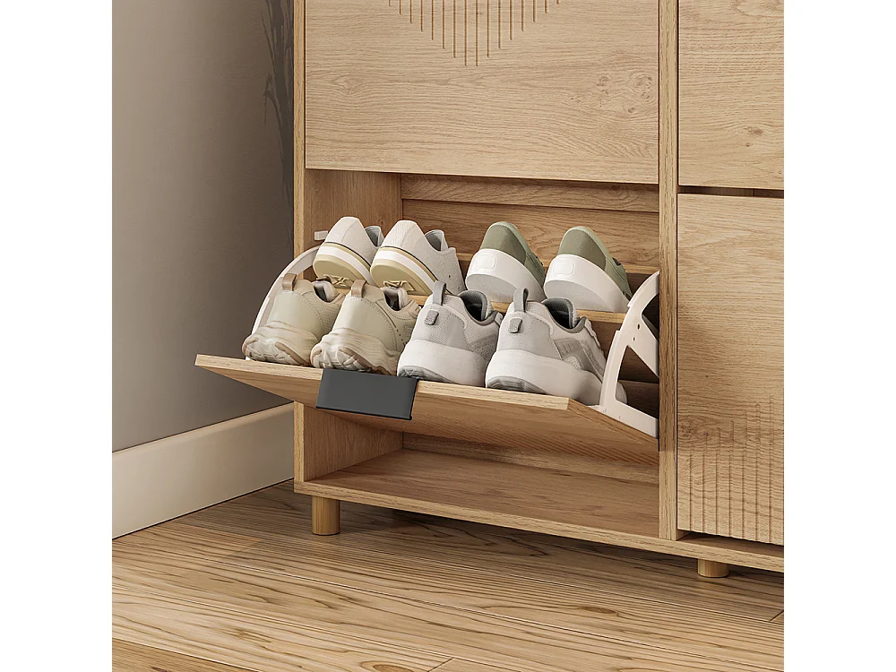 SoBuy Meuble Chaussures Rangement Portes Rabattables Chêne Clair 100x24x83cm FSR214-N