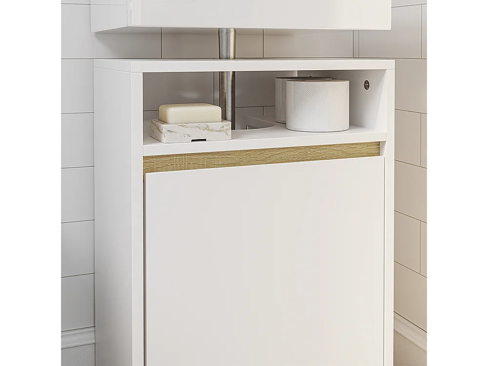 SoBuy Meuble sous-vasque avec étagère ouverte Porte Blanc 40x36x60cm BZR222-W