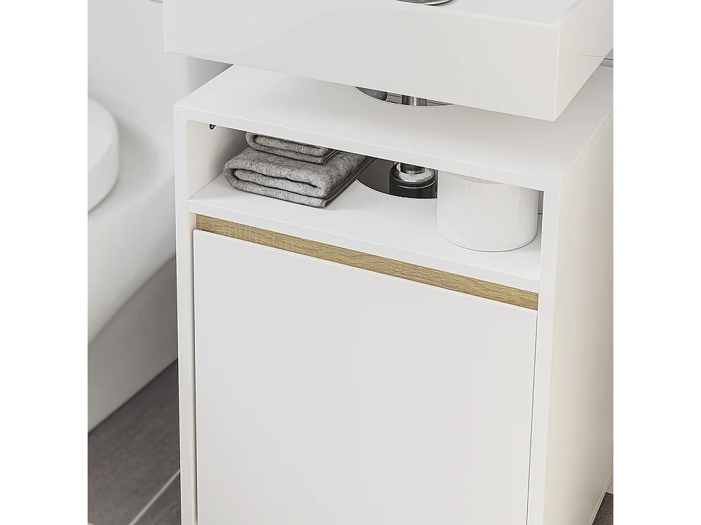 SoBuy Meuble sous-vasque avec étagère ouverte Porte Blanc 40x36x60cm BZR222-W