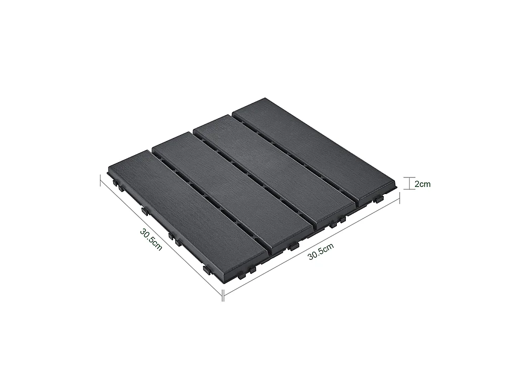 SoBuy Dalles de Sol Modulaires Raccord à Clic Noir 30.5x30.5x2cm SDA15-HG