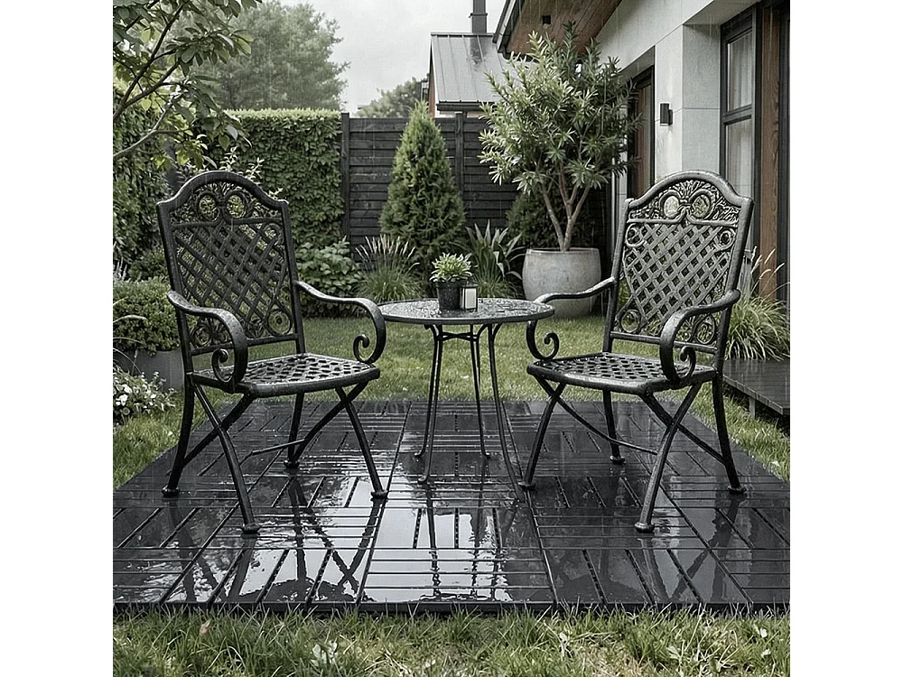 SoBuy Dalles de Sol Modulaires Raccord à Clic Noir 30.5x30.5x2cm SDA15-HG