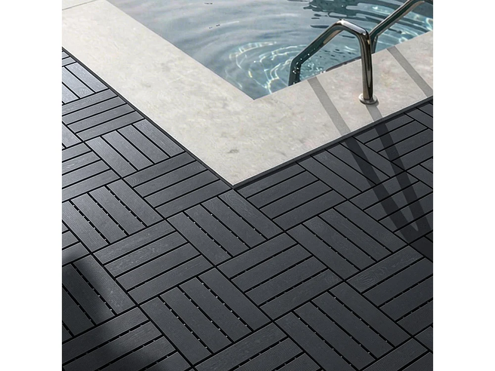 SoBuy Dalles de Sol Modulaires Raccord à Clic Noir 30.5x30.5x2cm SDA15-HG