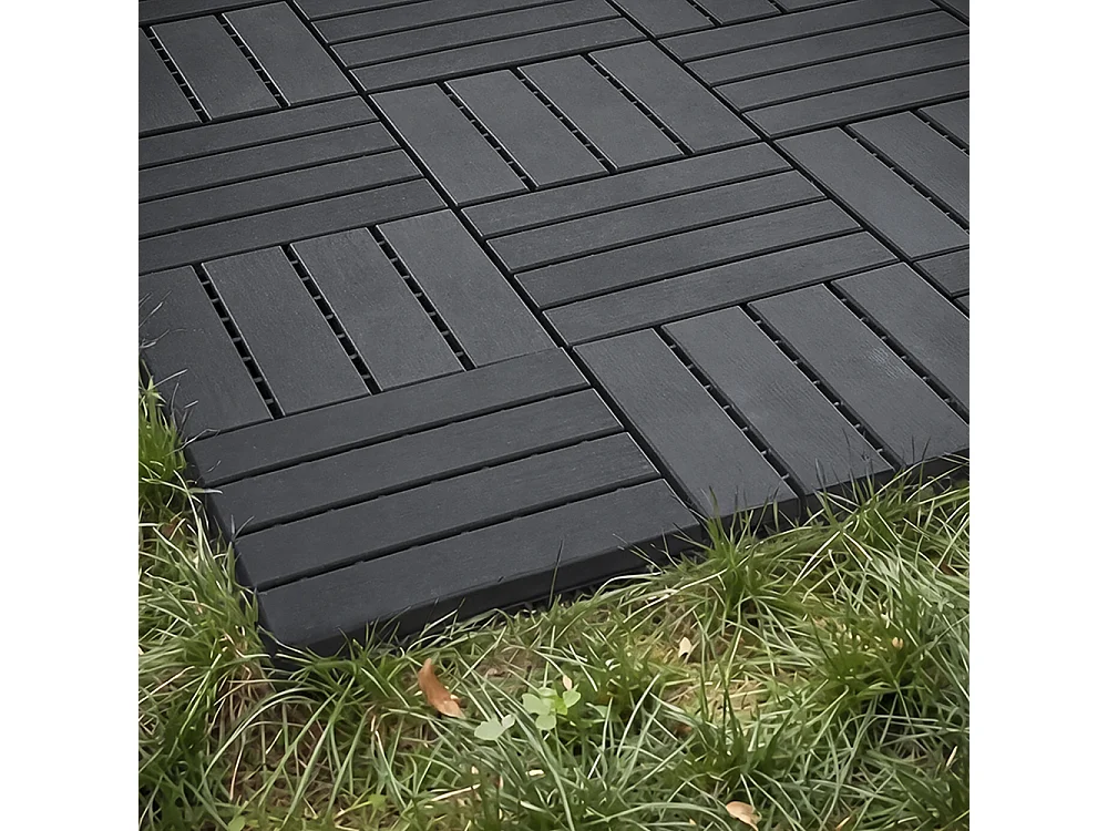 SoBuy Dalles de Sol Modulaires Raccord à Clic Noir 30.5x30.5x2cm SDA15-HG