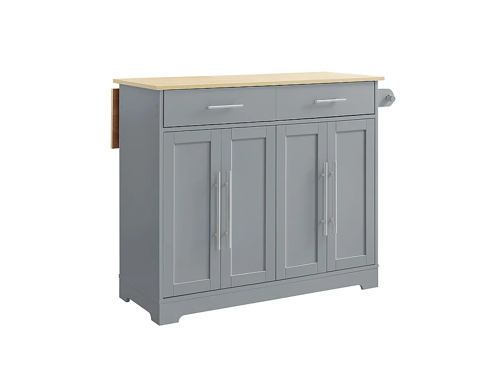 SoBuy Îlot da Cucina con Piano Ribaltabile Grigio Rovere Chiaro 107x69x91cm FKW129-HG