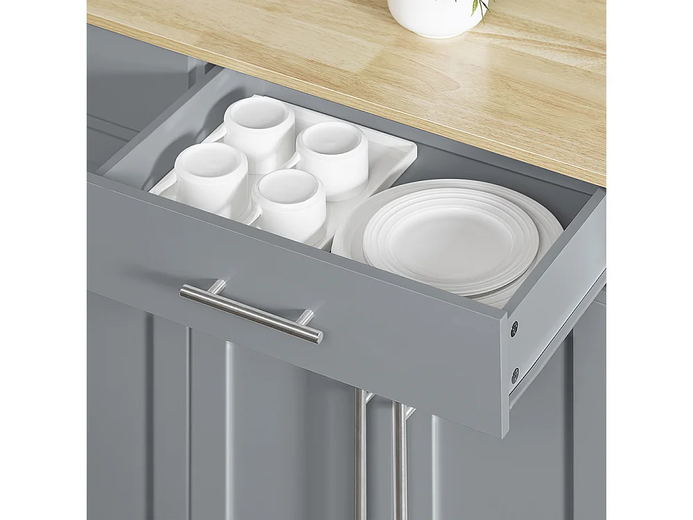 SoBuy Îlot da Cucina con Piano Ribaltabile Grigio Rovere Chiaro 107x69x91cm FKW129-HG