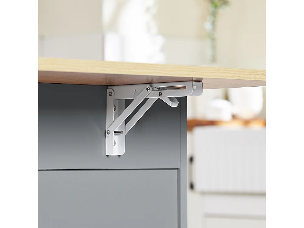 SoBuy Îlot da Cucina con Piano Ribaltabile Grigio Rovere Chiaro 107x69x91cm FKW129-HG