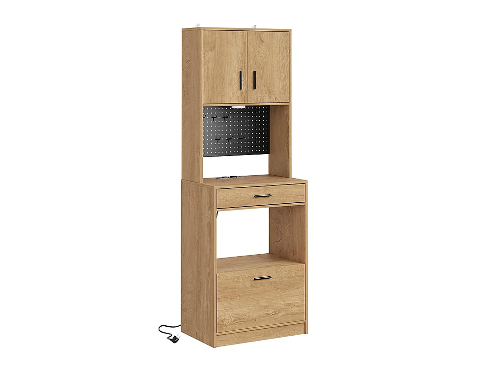SoBuy Kitchen Cabinet with 2 Doors 2 Drawers Light Oak 60x40x170cm FSB98-E-N