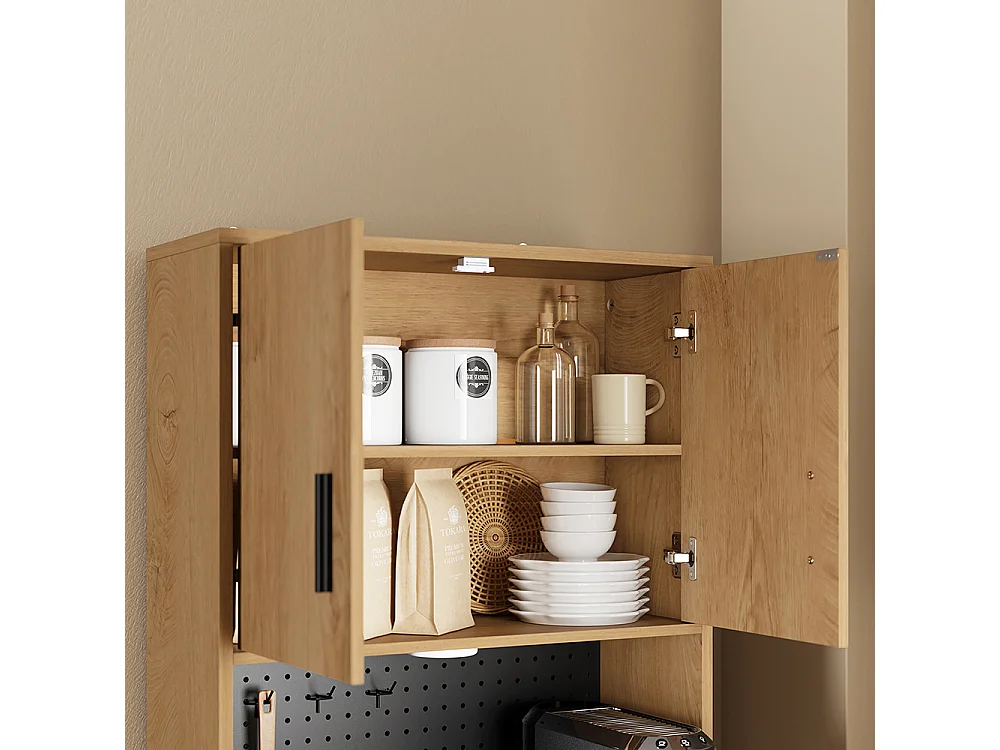 SoBuy Kitchen Cabinet with 2 Doors 2 Drawers Light Oak 60x40x170cm FSB98-E-N
