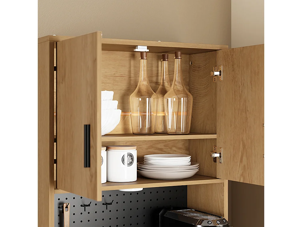 SoBuy Kitchen Cabinet with 2 Doors 2 Drawers Light Oak 60x40x170cm FSB98-E-N