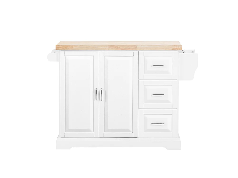 SoBuy Chariot de cuisine 3 tiroirs Blanc 130x71x91cm FKW41-III-WN