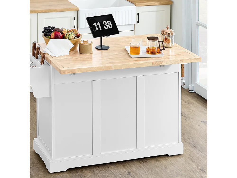 SoBuy Chariot de cuisine 3 tiroirs Blanc 130x71x91cm FKW41-III-WN