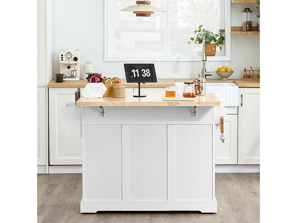 SoBuy Chariot de cuisine 3 tiroirs Blanc 130x71x91cm FKW41-III-WN