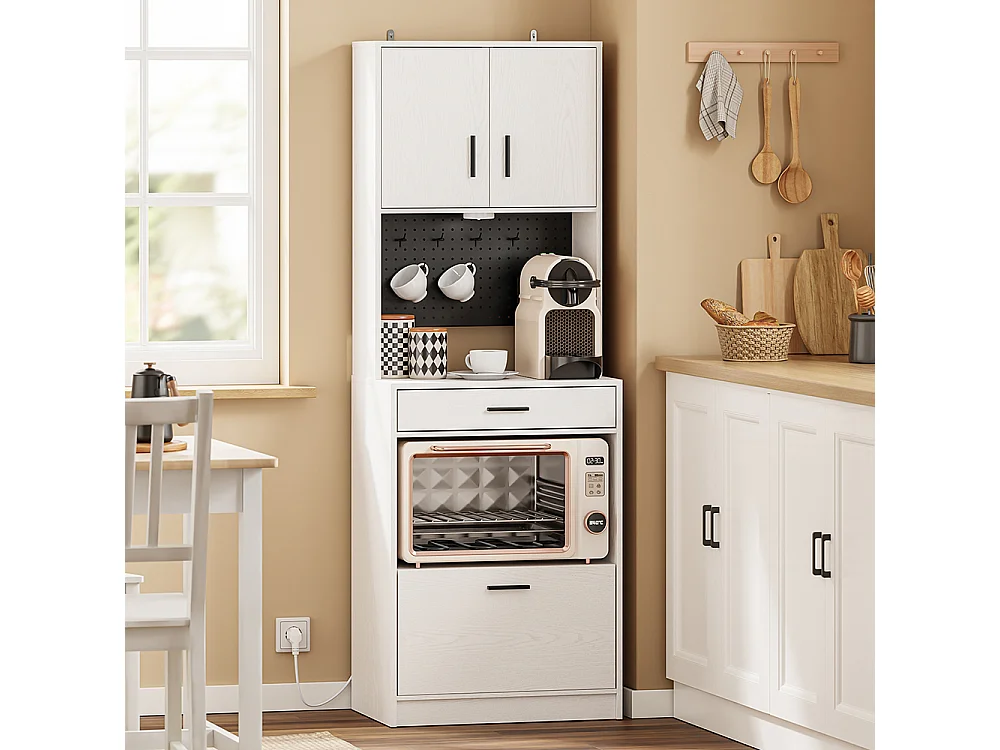 SoBuy Kitchen Cabinet with Drawer Door Shelf Cream White 60x40x170cm FSB98-E-WG