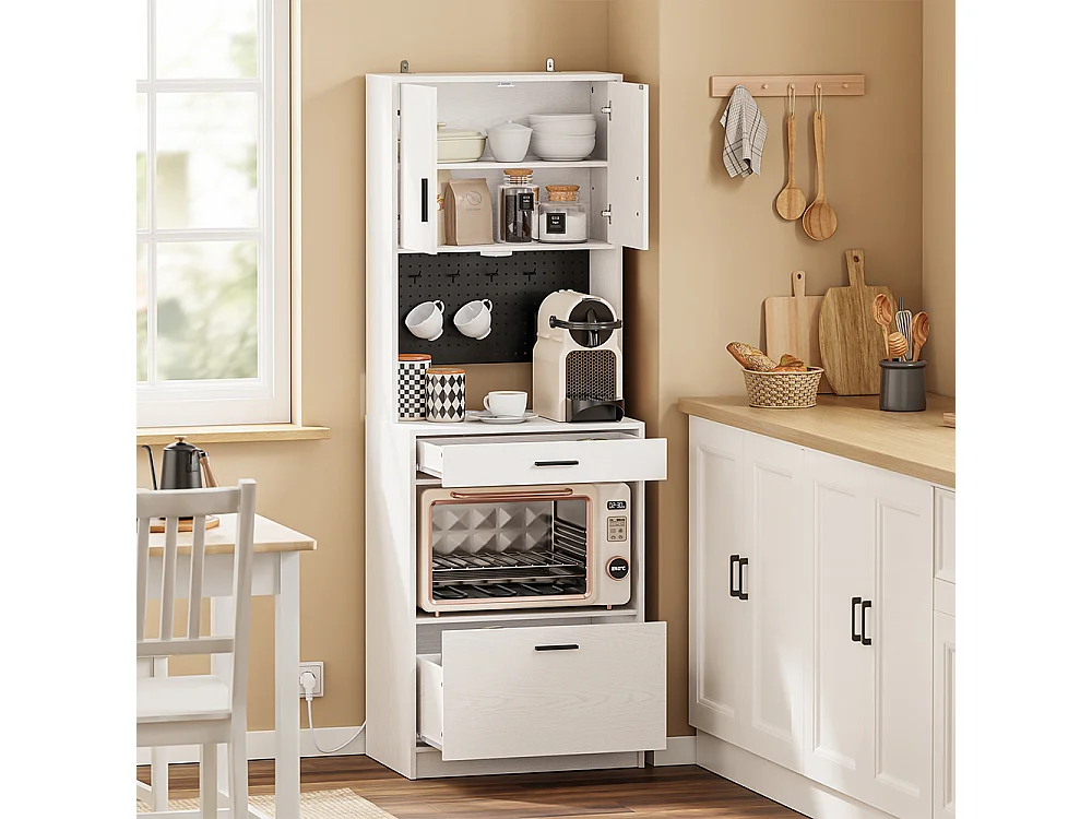 SoBuy Kitchen Cabinet with Drawer Door Shelf Cream White 60x40x170cm FSB98-E-WG