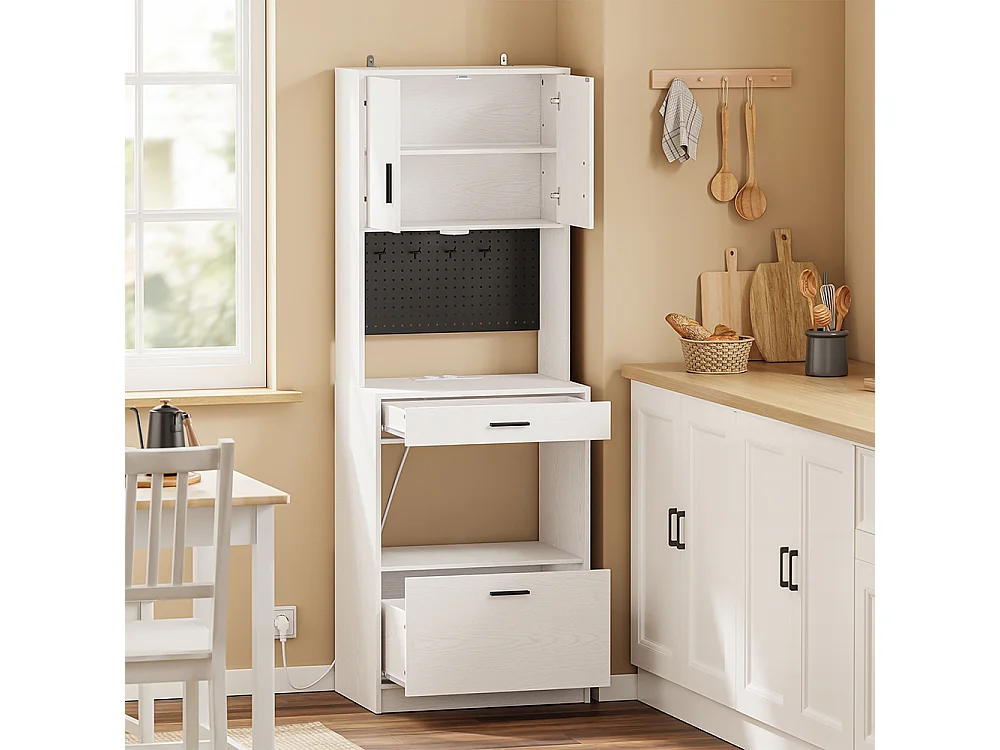 SoBuy Kitchen Cabinet with Drawer Door Shelf Cream White 60x40x170cm FSB98-E-WG