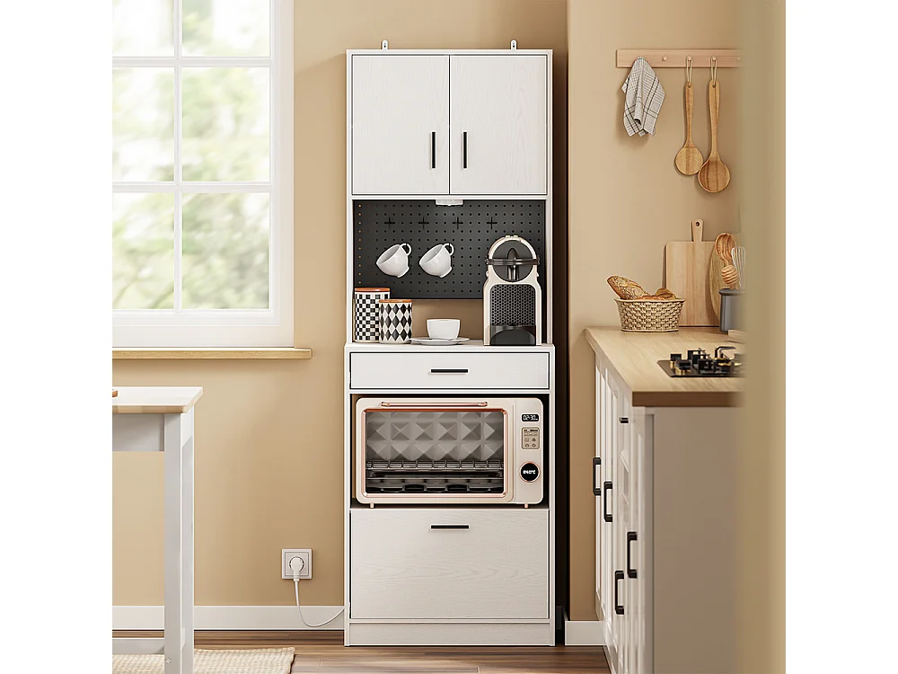 SoBuy Kitchen Cabinet with Drawer Door Shelf Cream White 60x40x170cm FSB98-E-WG