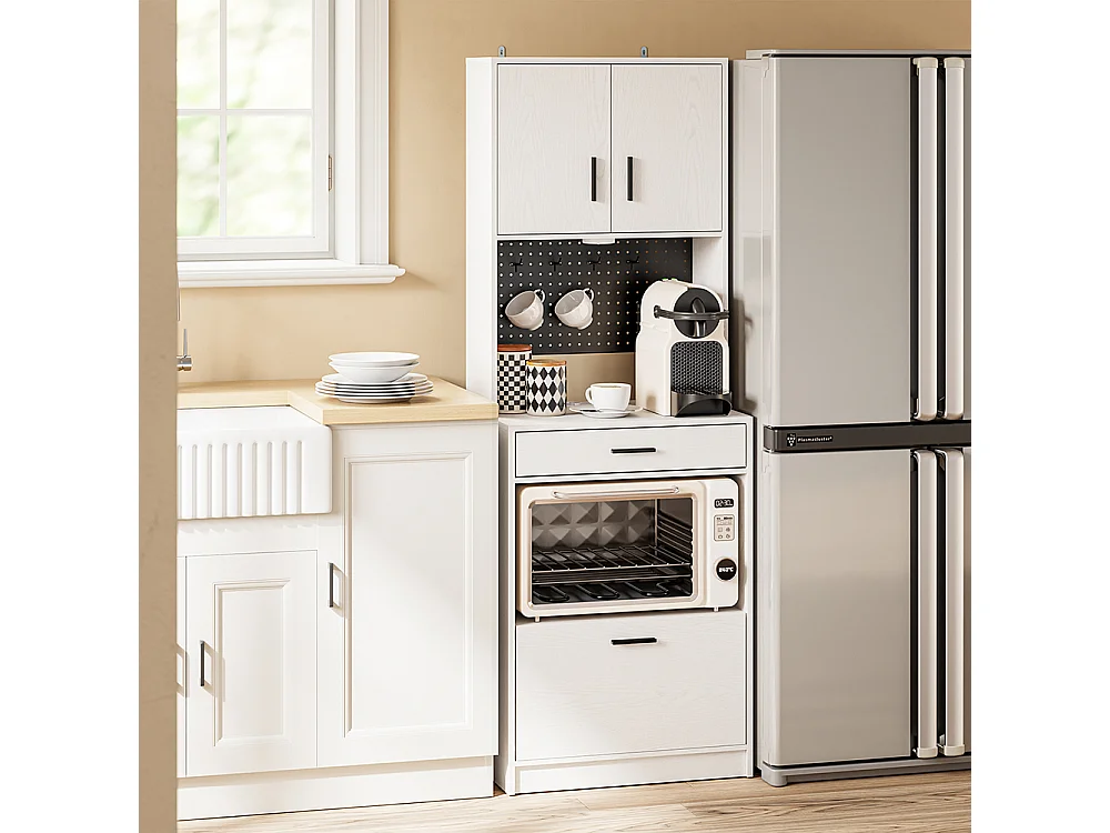 SoBuy Kitchen Cabinet with Drawer Door Shelf Cream White 60x40x170cm FSB98-E-WG
