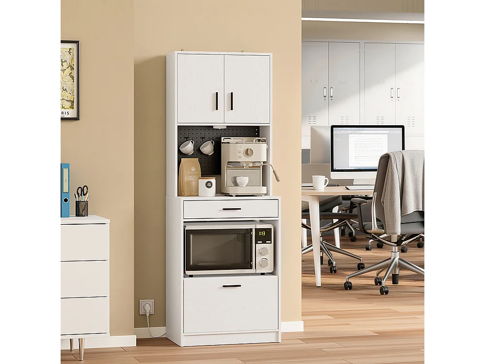 SoBuy Kitchen Cabinet with Drawer Door Shelf Cream White 60x40x170cm FSB98-E-WG