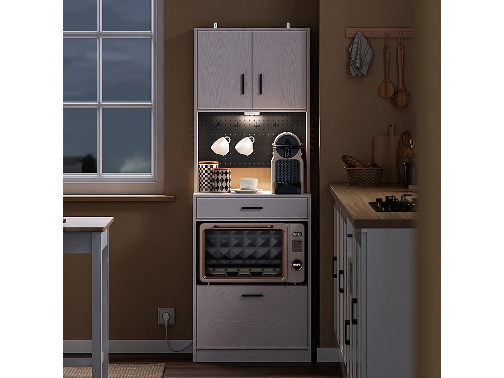 SoBuy Kitchen Cabinet with Drawer Door Shelf Cream White 60x40x170cm FSB98-E-WG