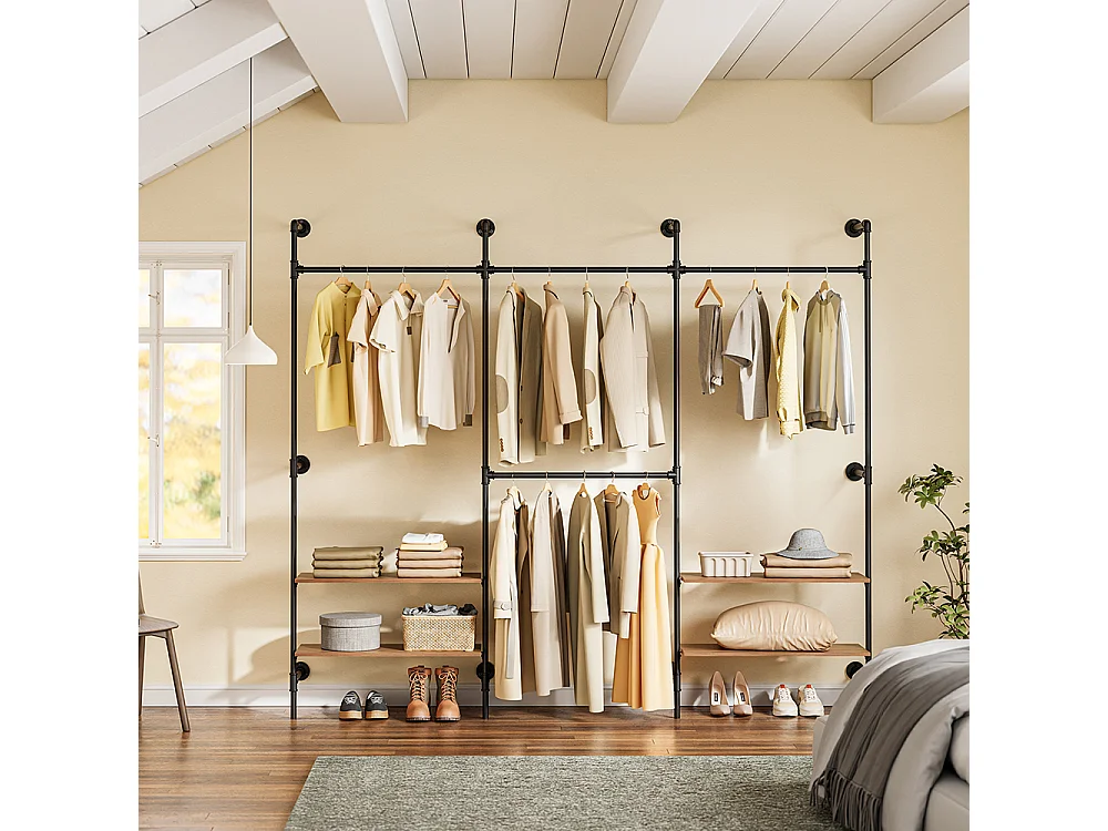 SoBuy Portemanteau mural Rangement Noir Bois 265x48x220cm KLS19-SCH